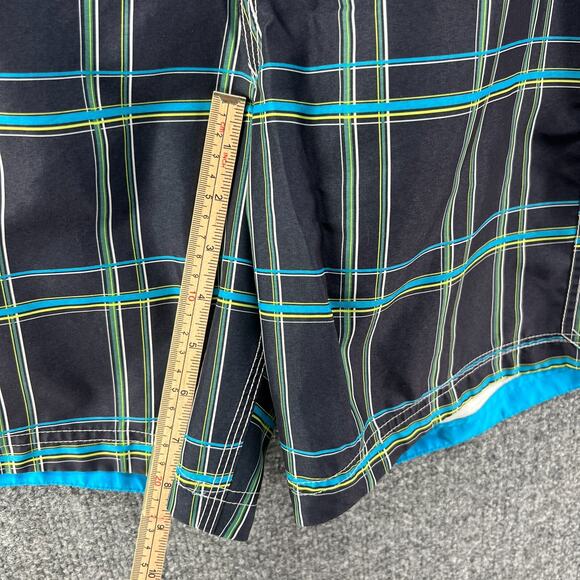 Speedo Swim Trunks Mens Large Black Blue Plaid Comfort Drawstring Lined - Picture 8 of 10